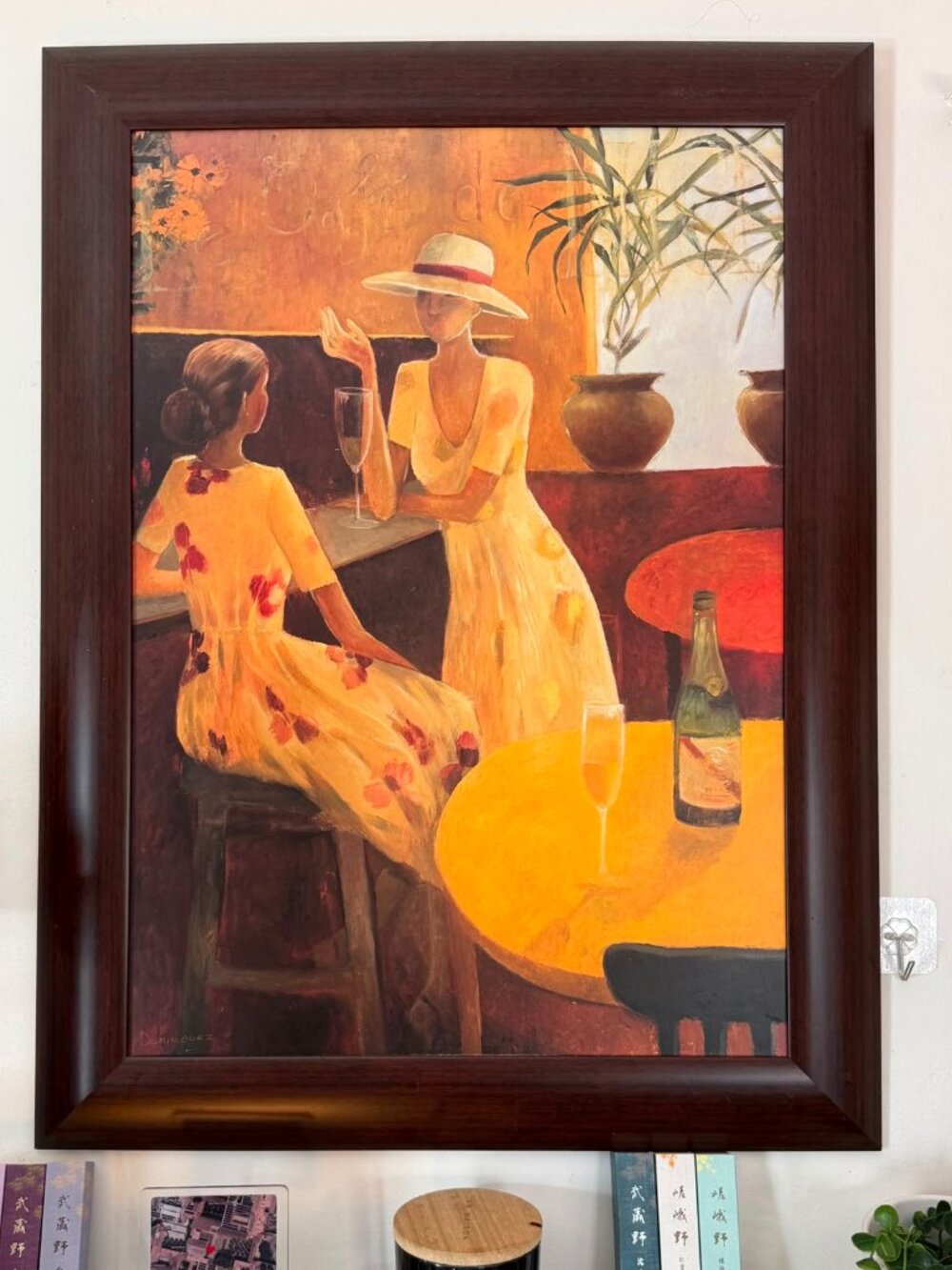 Art: Miguel Dominguez. Original. Oil painting Framed. Ladies chatting